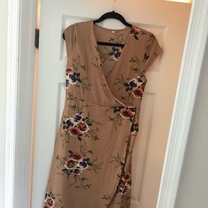 Floral wrap mid length dress